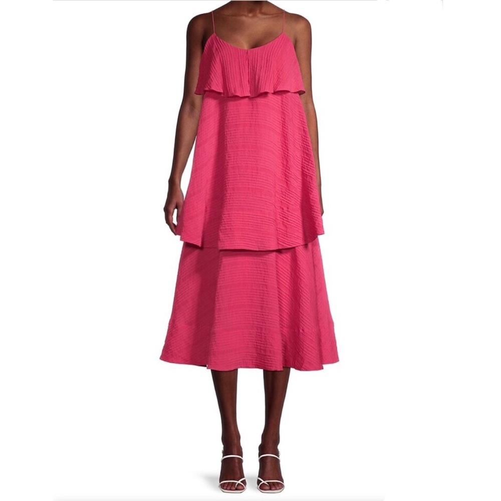 Club Monaco Tiered Crinkle Midi Dress